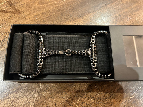 Apsley Black/Black Bling Diamanté elastic snaffle belt 2 inch