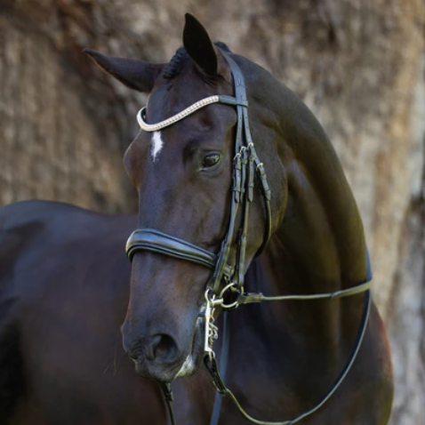 'MADELINE' Italian Leather Double Bridle Black **NO REINS**