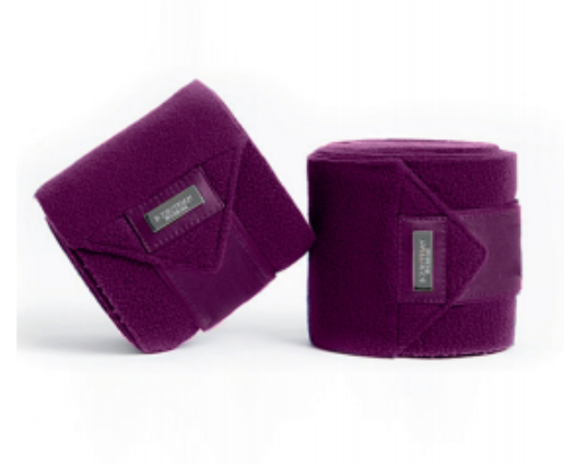 Equestrian Stockholm Fleece Bandages Purple White Edge