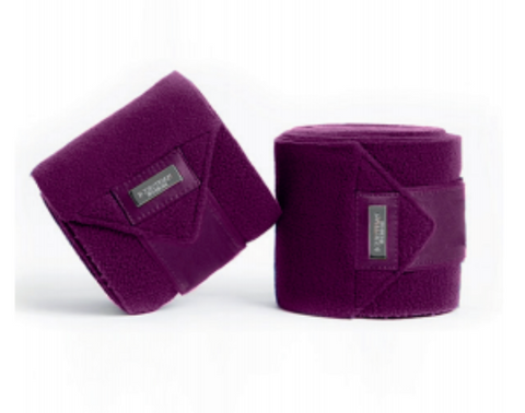 Equestrian Stockholm Fleece Bandages Purple White Edge